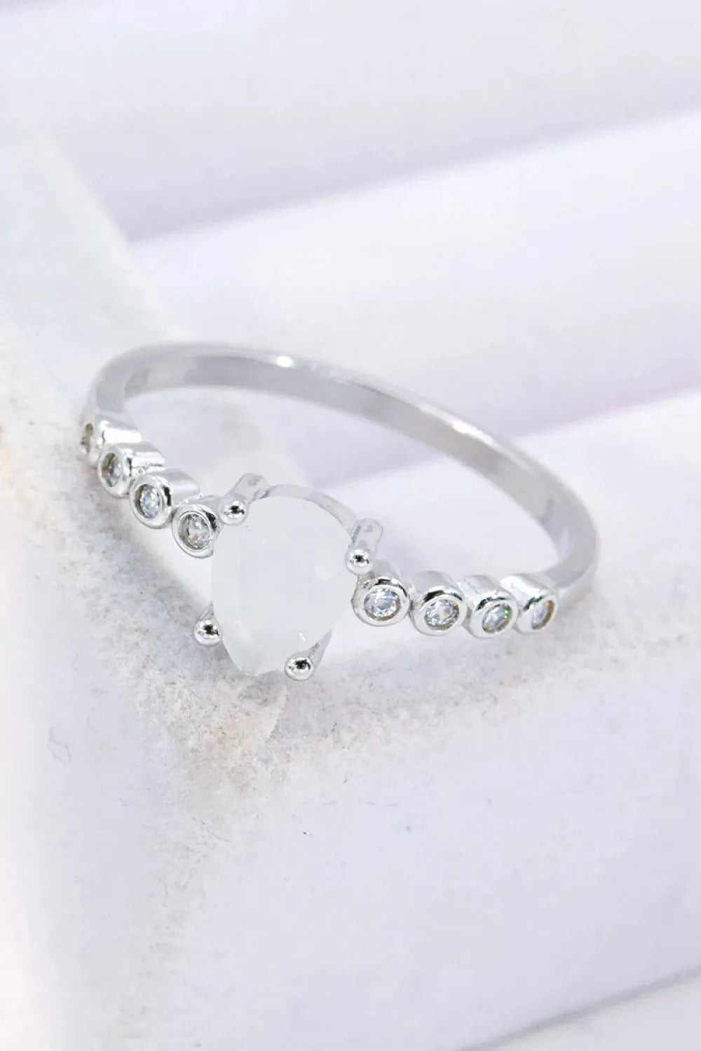 Teardrop Natural Moonstone Ring Moonstone - Tophatter Daily Deals